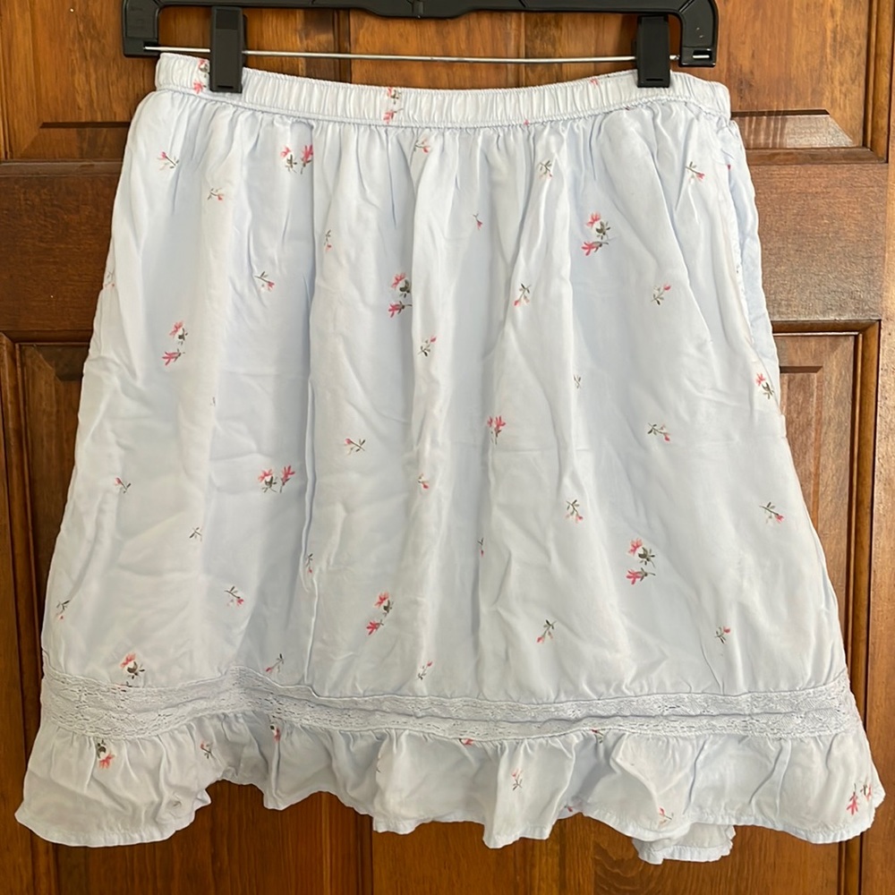 Abercrombie Blue Floral Cotton Mini Skirt
